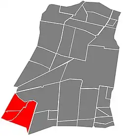 Map of neighborhoods in Cuauhtémoc borough with the three Condesa colonias in red