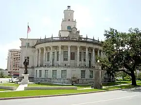 Coral Gables City Hall with its statue of Merrick