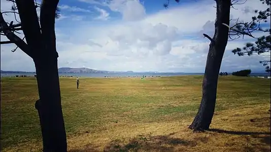 Steady breezes and open space facilitate kite flying (San Bruno Mountain in background)