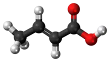 Ball-and-stick model of the crotonic acid molecule