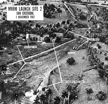 Aerial view of missile launch site at San Cristobal, Cuba