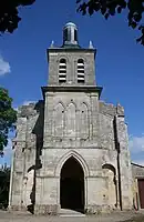 The front of a church