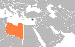 Map indicating locations of Cyprus and Libya