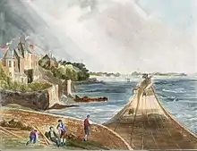 (1834) Looking north across Merrion Strand in Dublin Bay from Blackrock railway station