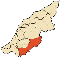 Map of Mostaganem Province highlighting Bouguirat District