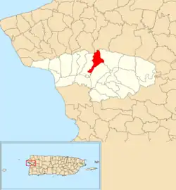 Location of Dagüey within the municipality of Añasco shown in red