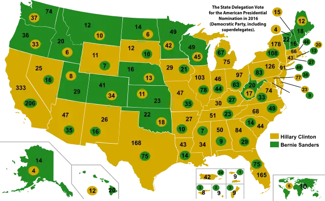 Breakdown of the results in total delegate count, by state