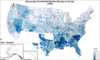 Map of Democratic presidential election results by county