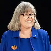 Strickland during Nobel press conference in Stockholm, December 2018