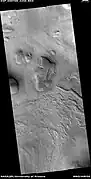 Wide view of lines of pits, as seen by HiRISE, under the HiWish program