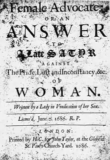 Title page Egerton Female Advocate