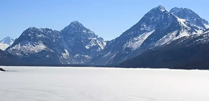 The Mitre and Benign Peak (right) from north