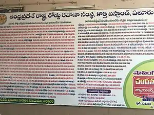 Scheduled bus service timings in Bus Station