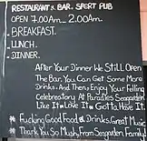 Engrish behind a bar in Thailand