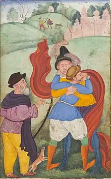 Europeans embracing, Lahore, c. 1590