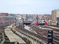 A Manhattan-bound "F" train descending the Culver Ramp