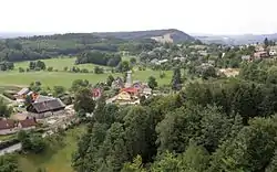 Frýdštejn seen from the Frýdštejn Castle