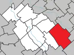 Location within La Nouvelle-Beauce RCM.