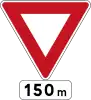 Give Way sign 150 metres ahead