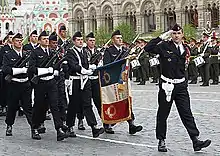 The regiment marching in a parade