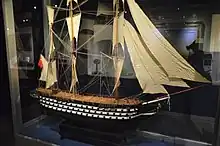 Model of Ottoman Navy flagship Mahmudiye (1829), a three-masted, three-decked, 128-gunned ship-of-the-line which was the world's largest battleship for many years.