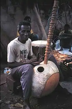 Image 66Master Kora maker Alieu Suso in the Gambia (from Origins of the blues)