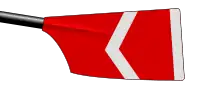 George Stephenson College Boat Club: red with white tip and chevron