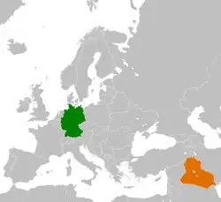 Map indicating locations of Germany and Iraq