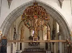 The triumphal cross of Öja church and its location in the church