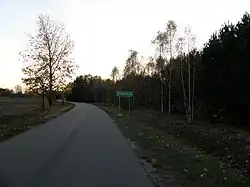 Entrance to Grądy Zalewne village, Długosiodło, Poland