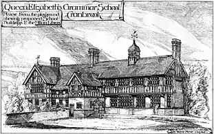 Unbuilt proposal for QE Grammar School, Cranbrook, 1878