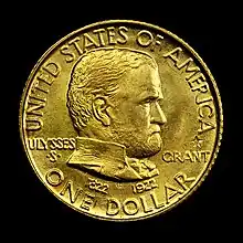 Gold dollar with Grant's portrait