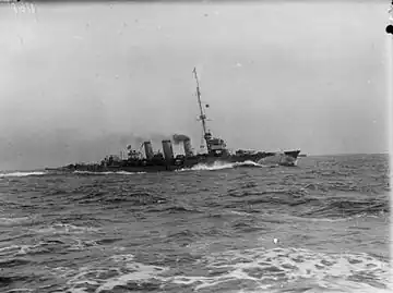 Light cruiser Arethusa, the main opponent of Frauenlob at Helgoland