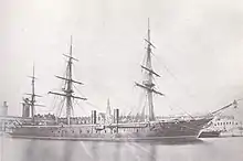 A ship with an iron hull