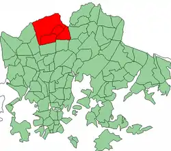 Position of Tuomarinkylä within Helsinki