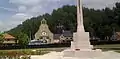 View from the cemetery towards the old chapel now housing the Hooge Crater Museum