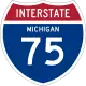 I-75 marker with Michigan above the number