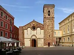 Old church on an urban square