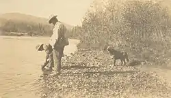 Panning for gold on the Indian River, 1904; photo by Joseph Tyrrell