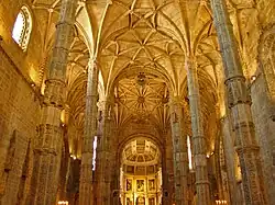 Jeróminos.Interior viewed towards the main chapel.