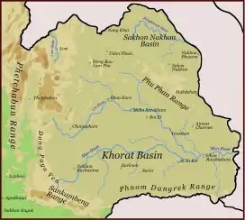 A map of the Khorat Plateau region