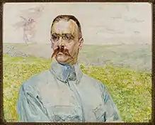 A painting of a man looking to the left