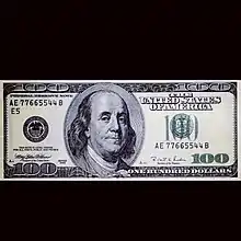 100-dollar bill in between two black borders