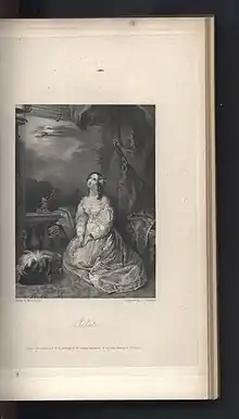 Juliet, the illustration for "Transformation" in The Keepsake for 1831. Painted by Louisa Sharpe and engraved by J. C. Edwards.