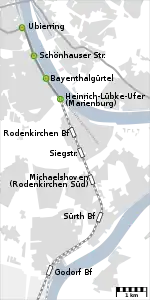 Map of the Rheinuferbahn