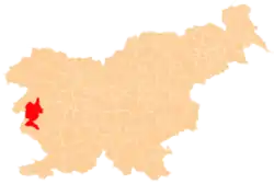 Location of the Urban Municipality of Nova Gorica in Slovenia