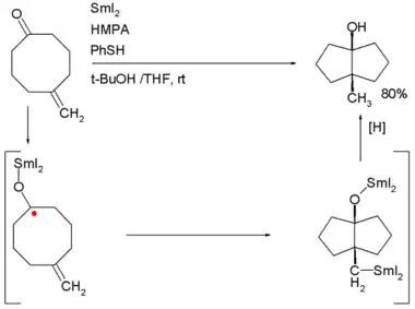 Ketone olefin cyclization