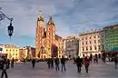 View of Saint Mary's Basilica at sunset