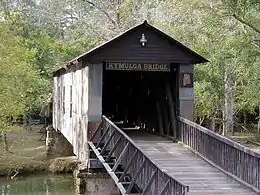 The Kymulga Mill and Covered Bridge Park is located 4.5 miles (7.2 km) northeast of Childersburg on State Route 46. The site was added to the National Register of Historic Places on October 29, 1976.