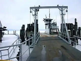 EWW sitting in the Grand Isle slip during ice-breaking season